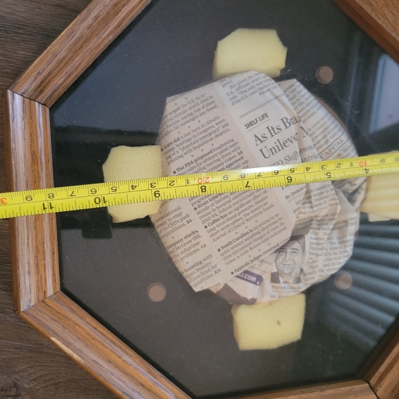 Octogon Wood and Glass Plate Holder for Wall - Picture 2 of 5